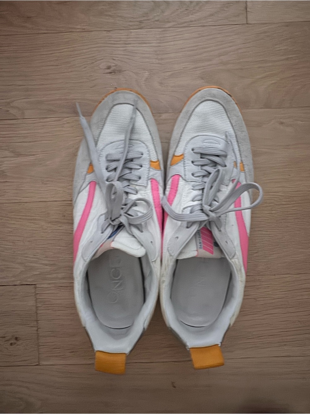 Women’s White Sneakers with Pink & Orange Accents